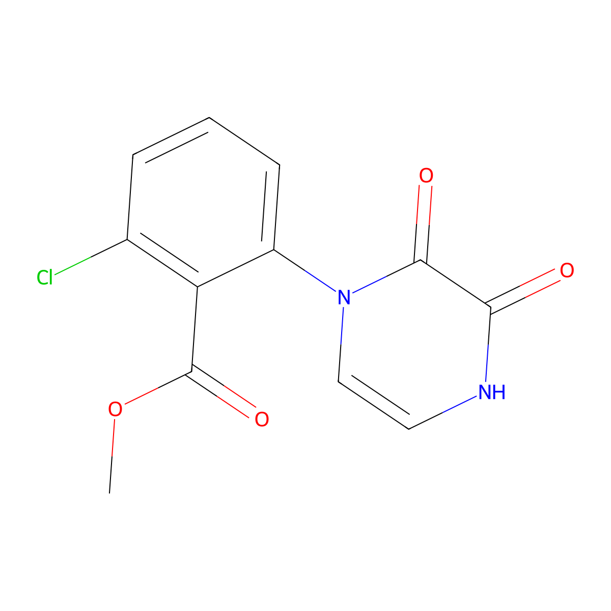 Methyl 2-chloro-6-(2,3-dioxo-1,2,3,4-tetrahydropyrazin-1-yl)benzoate molecular structure, CAS 2640896-93-9
