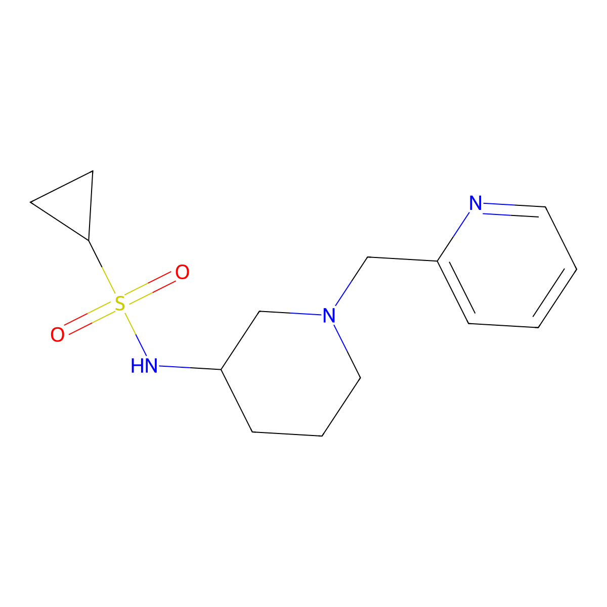 N-{1-[(pyridin-2-yl)methyl]piperidin-3-yl}cyclopropanesulfonamide molecular structure, CAS 2640896-98-4