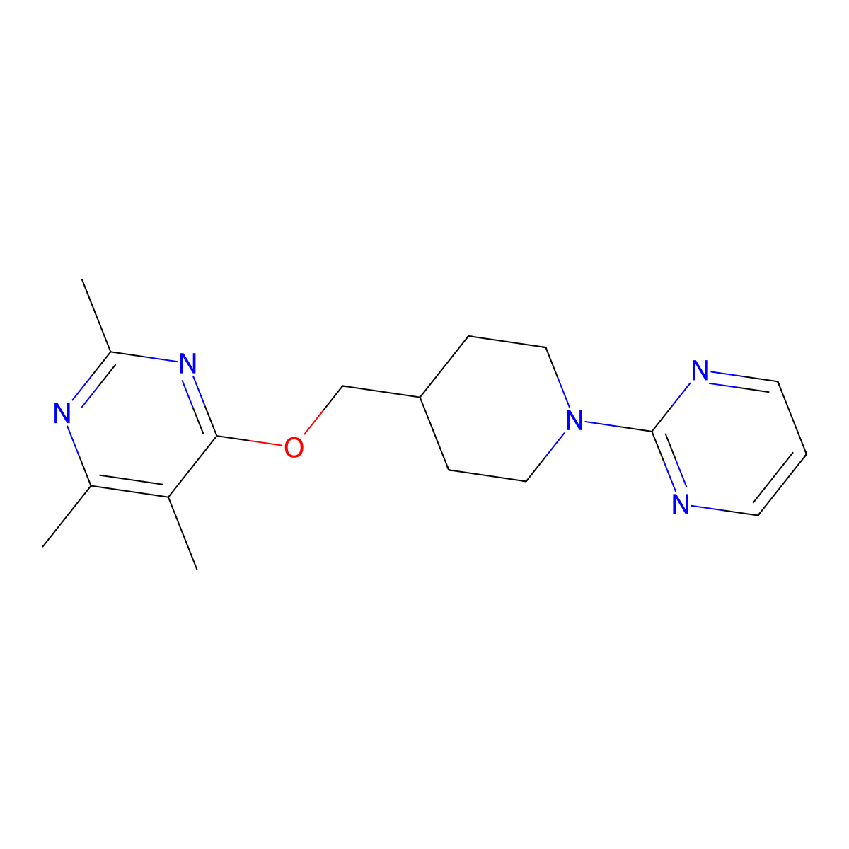 2,4,5-Trimethyl-6-{[1-(pyrimidin-2-yl)piperidin-4-yl]methoxy}pyrimidine molecular structure, CAS 2640897-01-2