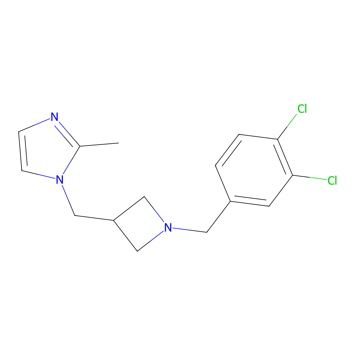 1-({1-[(3,4-dichlorophenyl)methyl]azetidin-3-yl}methyl)-2-methyl-1H-imidazole molecular structure, CAS 2640897-06-7