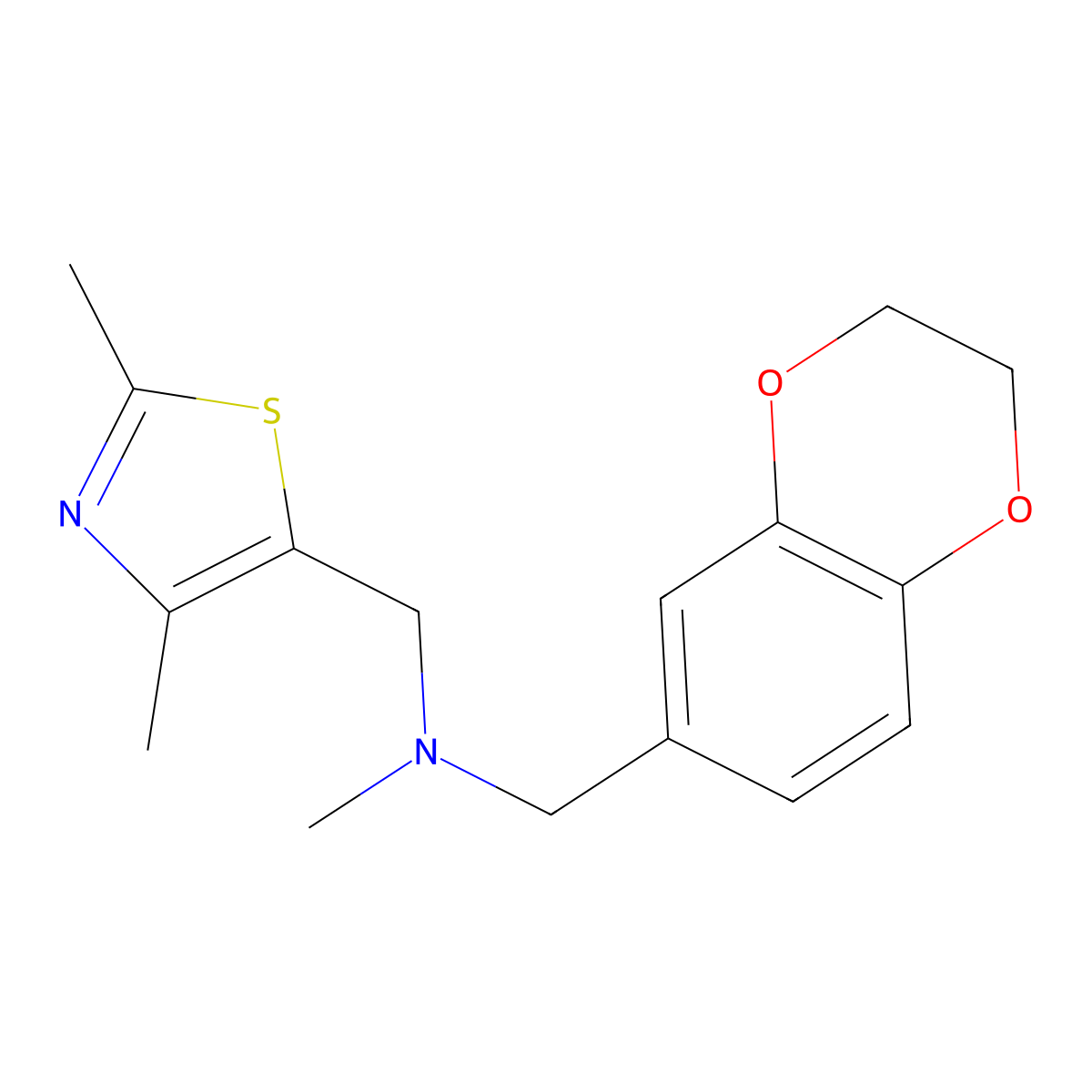 [(2,3-Dihydro-1,4-benzodioxin-6-yl)methyl][(2,4-dimethyl-1,3-thiazol-5-yl)methyl]methylamine molecular structure, CAS 2640897-07-8