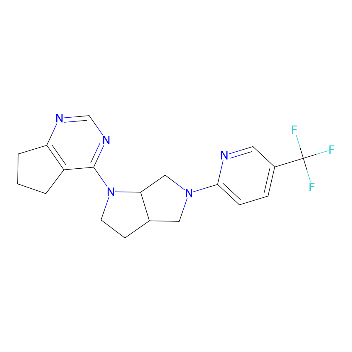 2-(1-{5H,6H,7H-cyclopenta[d]pyrimidin-4-yl}-octahydropyrrolo[3,4-b]pyrrol-5-yl)-5-(trifluoromethyl)pyridine molecular structure, CAS 2640897-48-7