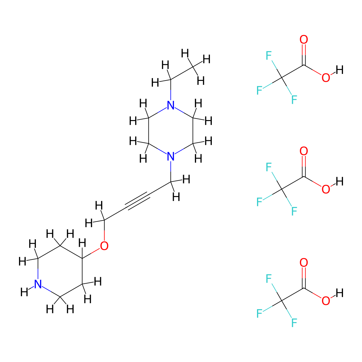 1-Ethyl-4-[4-(piperidin-4-yloxy)but-2-yn-1-yl]piperazine; tris(trifluoroacetic acid) molecular structure, CAS 2640897-60-3