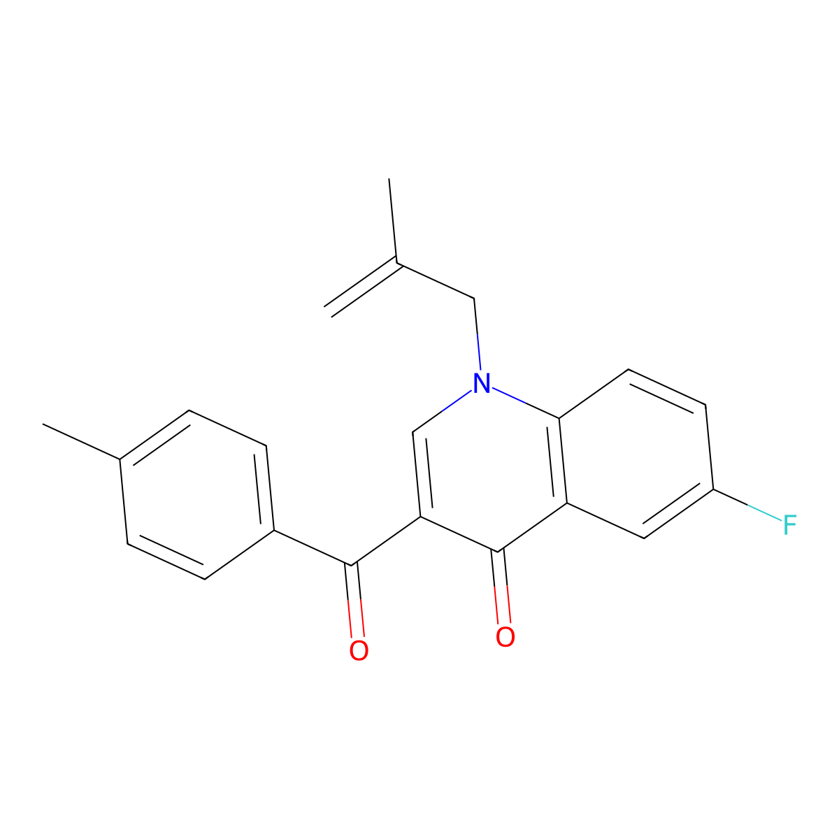 6-Fluoro-3-(4-methylbenzoyl)-1-(2-methylprop-2-en-1-yl)-1,4-dihydroquinolin-4-one molecular structure, CAS 2640897-64-7