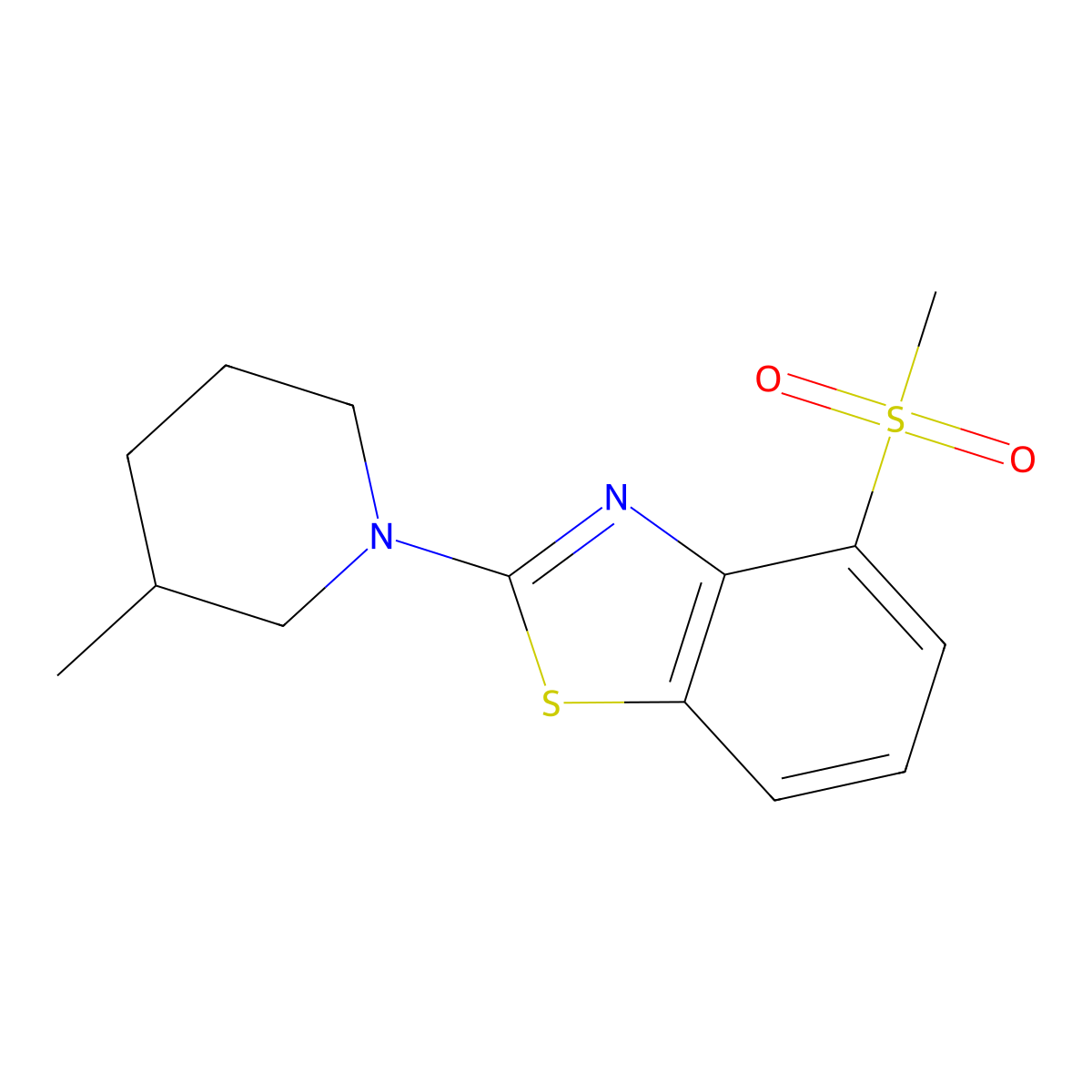 4-Methanesulfonyl-2-(3-methylpiperidin-1-yl)-1,3-benzothiazole molecular structure, CAS 2640897-70-5