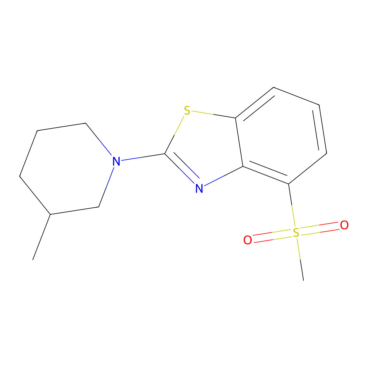 4-Methanesulfonyl-2-(3-methylpiperidin-1-yl)-1,3-benzothiazole molecular structure, CAS 2640897-70-5