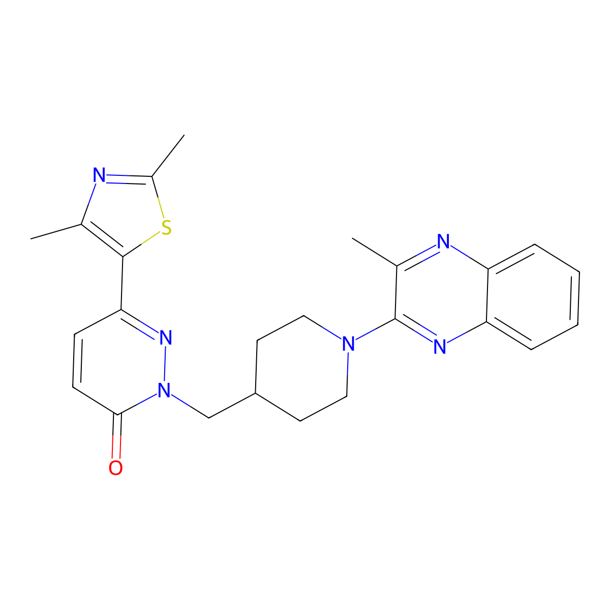 6-(2,4-Dimethyl-1,3-thiazol-5-yl)-2-{[1-(3-methylquinoxalin-2-yl)piperidin-4-yl]methyl}-2,3-dihydropyridazin-3-one molecular structure, CAS 2640897-74-9