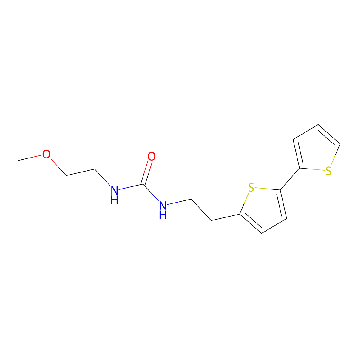 1-(2-{[2,2'-Bithiophene]-5-yl}ethyl)-3-(2-methoxyethyl)urea molecular structure, CAS 2640897-76-1