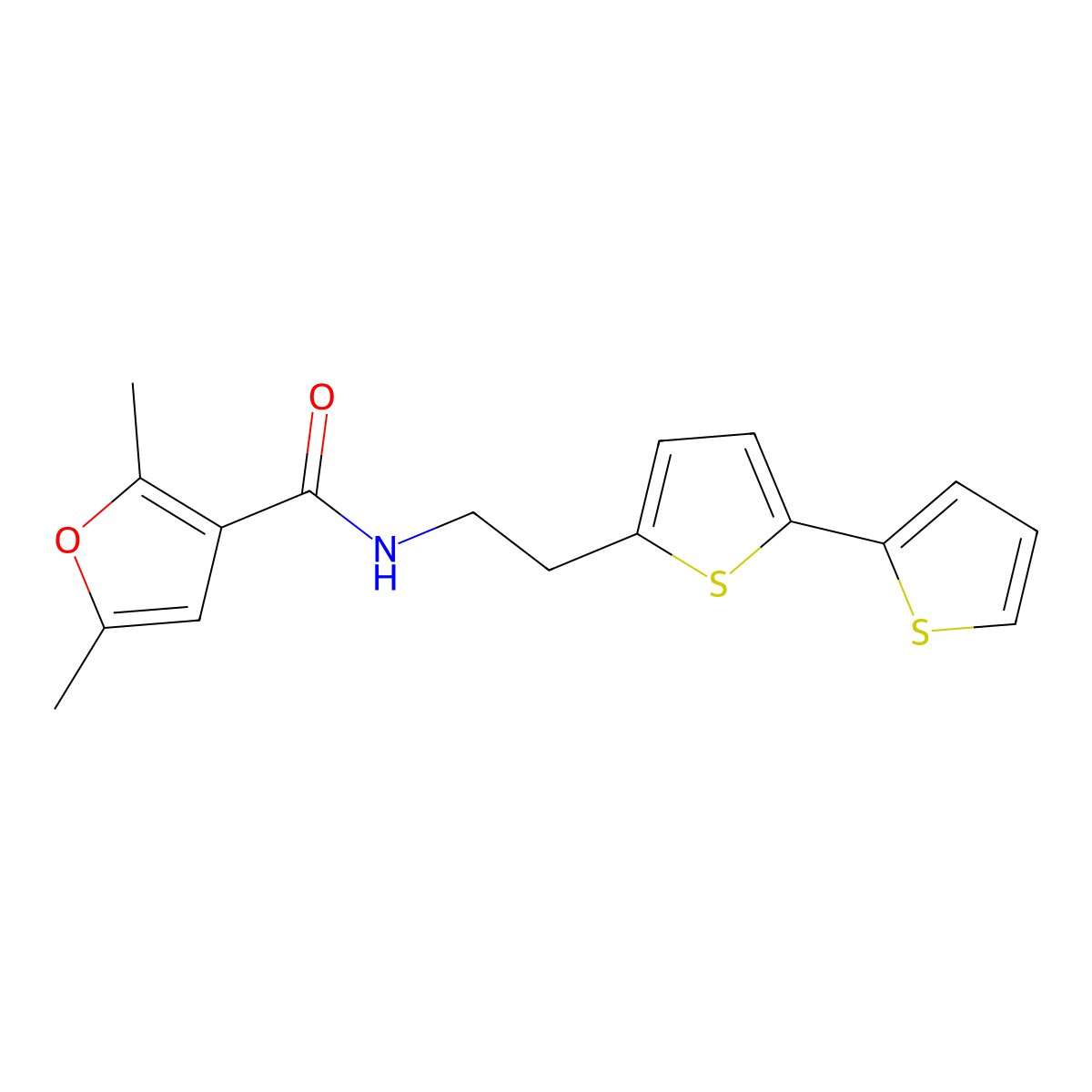 N-(2-{[2,2'-bithiophene]-5-yl}ethyl)-2,5-dimethylfuran-3-carboxamide molecular structure, CAS 2640897-81-8