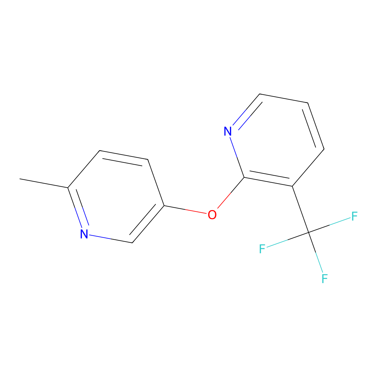 2-[(6-Methylpyridin-3-yl)oxy]-3-(trifluoromethyl)pyridine molecular structure, CAS 2640897-85-2