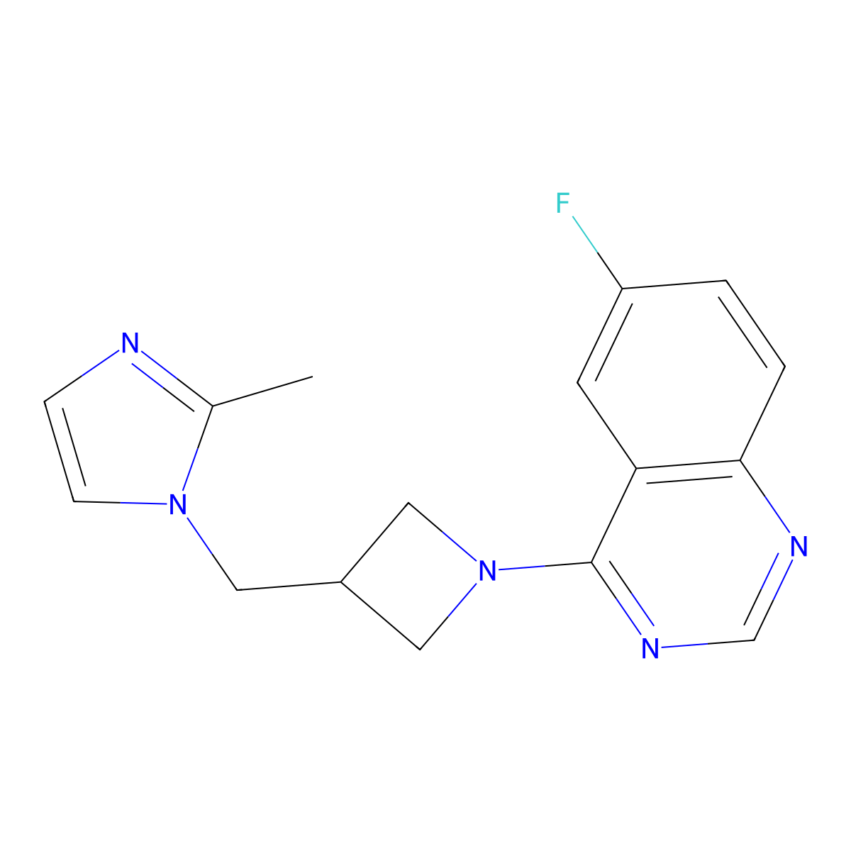 6-fluoro-4-{3-[(2-methyl-1H-imidazol-1-yl)methyl]azetidin-1-yl}quinazoline molecular structure, CAS 2640897-87-4