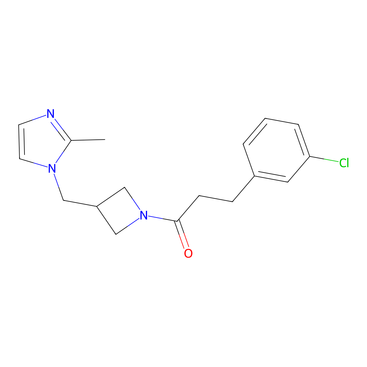 3-(3-chlorophenyl)-1-{3-[(2-methyl-1H-imidazol-1-yl)methyl]azetidin-1-yl}propan-1-one molecular structure, CAS 2640897-88-5