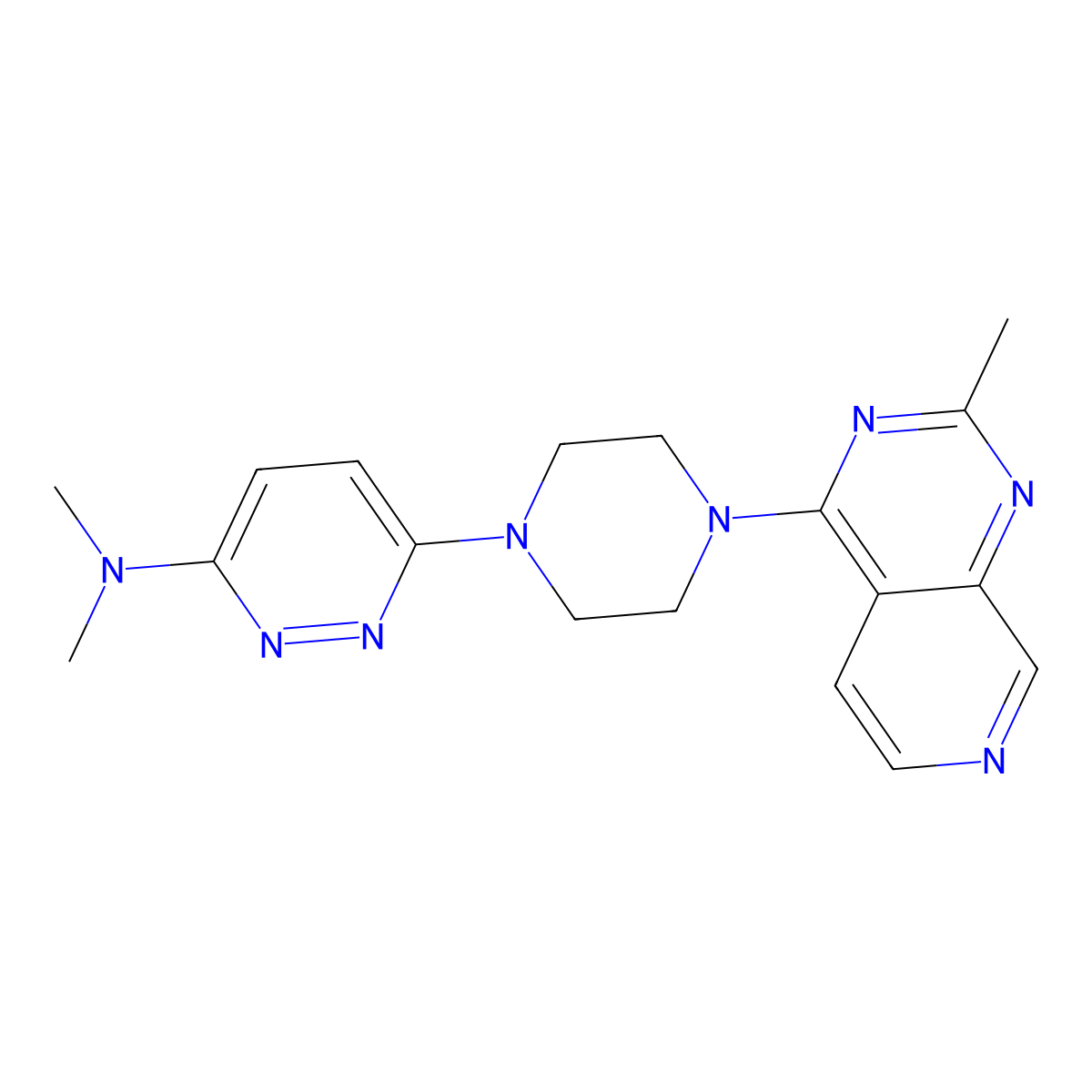 N,N-dimethyl-6-(4-{2-methylpyrido[3,4-d]pyrimidin-4-yl}piperazin-1-yl)pyridazin-3-amine molecular structure, CAS 2640897-96-5