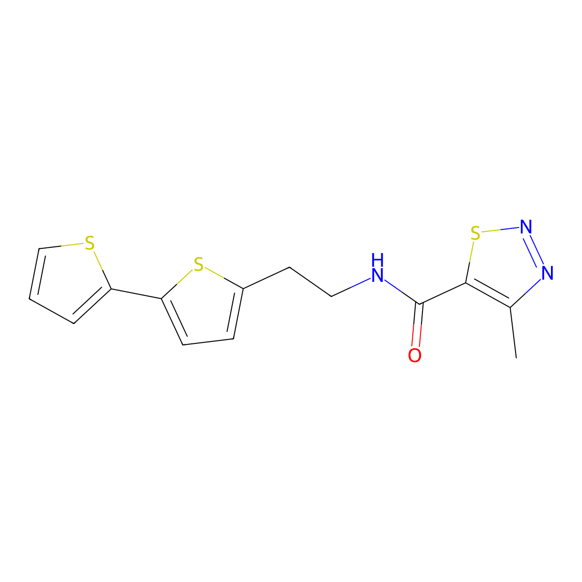 N-(2-{[2,2'-bithiophene]-5-yl}ethyl)-4-methyl-1,2,3-thiadiazole-5-carboxamide molecular structure, CAS 2640898-22-0