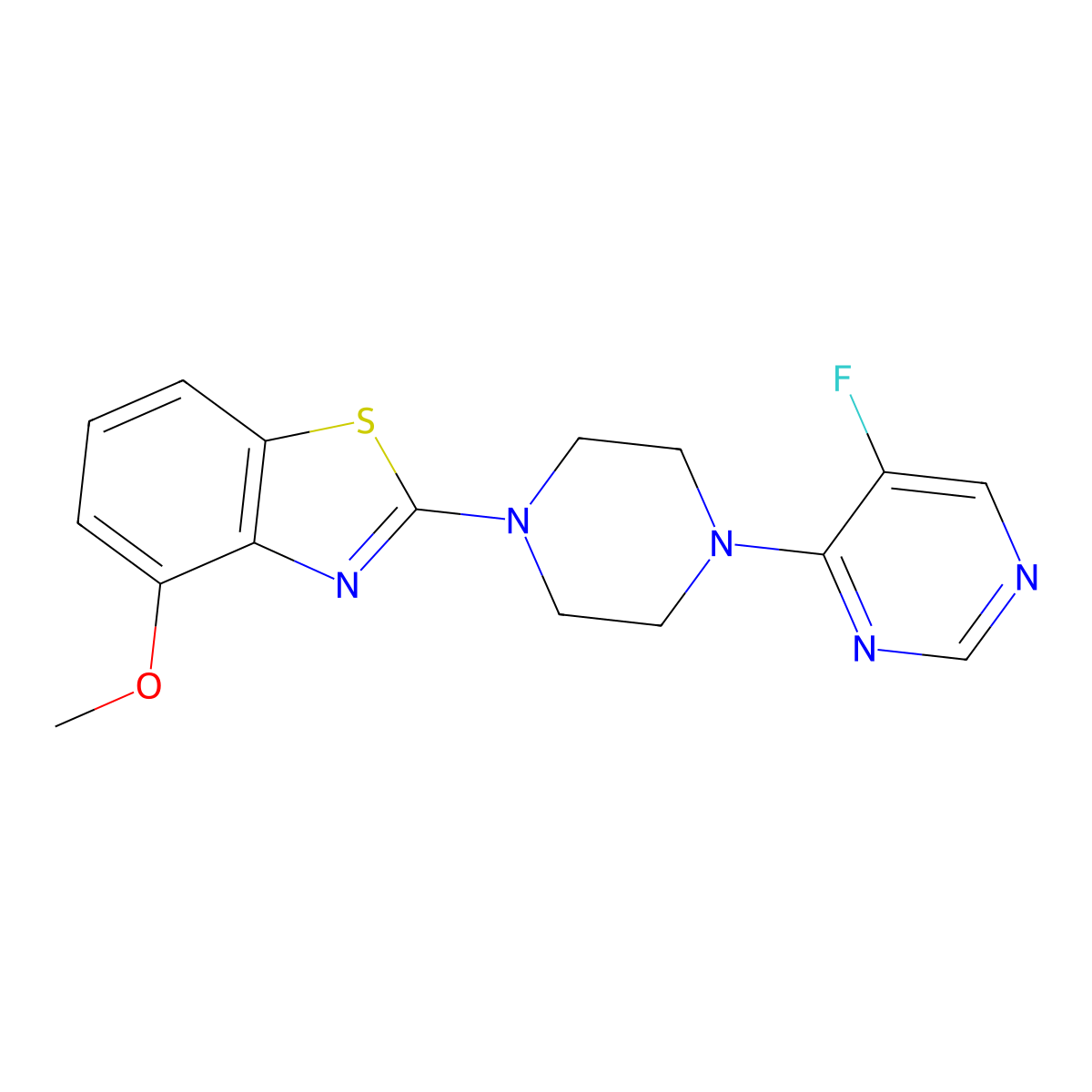 2-[4-(5-Fluoropyrimidin-4-yl)piperazin-1-yl]-4-methoxy-1,3-benzothiazole molecular structure, CAS 2640898-23-1