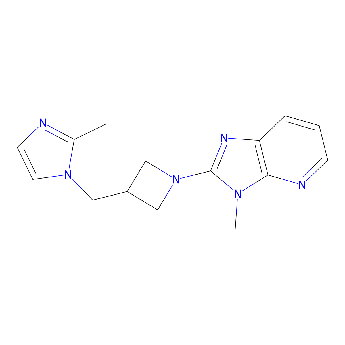2-methyl-1-[(1-{3-methyl-3H-imidazo[4,5-b]pyridin-2-yl}azetidin-3-yl)methyl]-1H-imidazole molecular structure, CAS 2640898-24-2