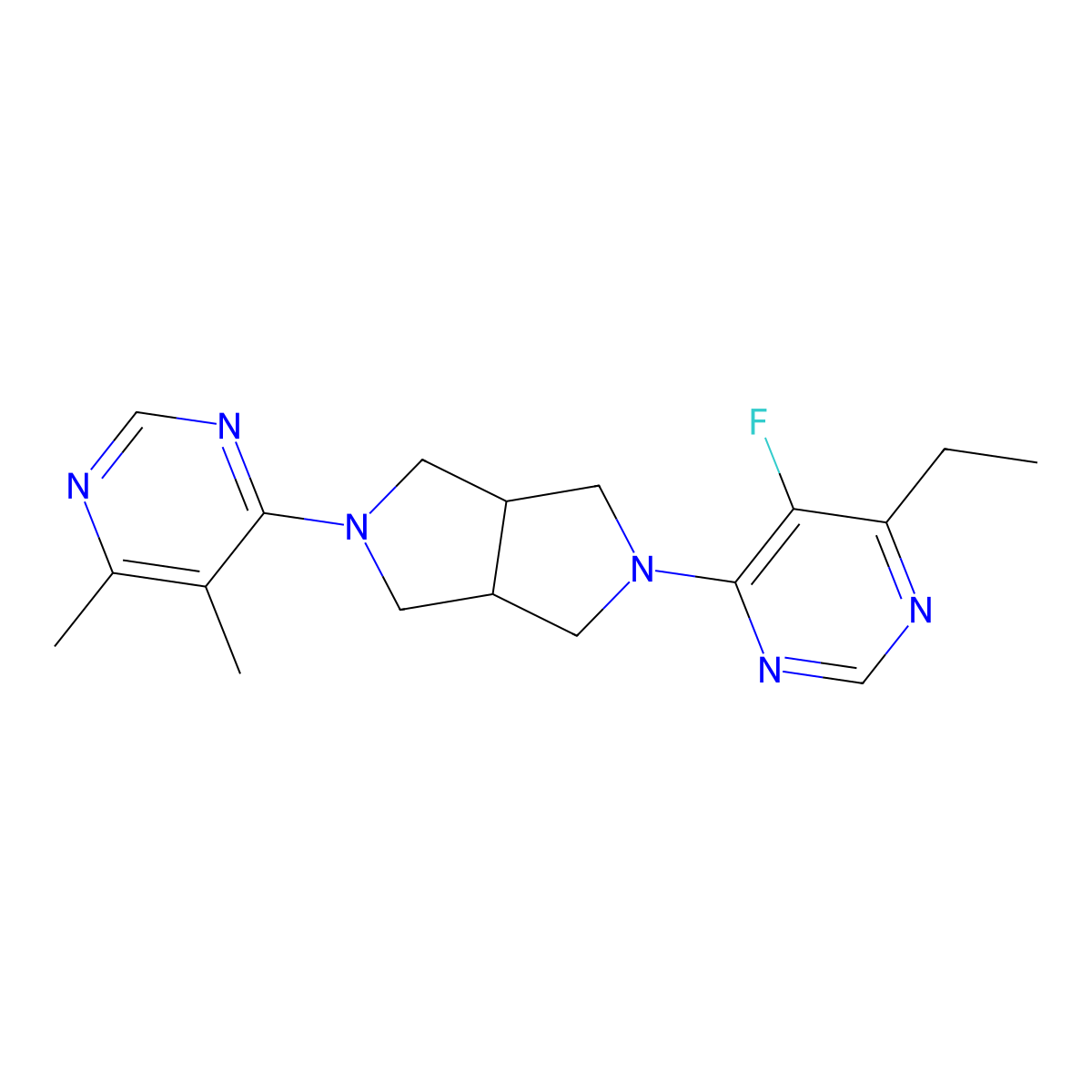 4-[5-(6-Ethyl-5-fluoropyrimidin-4-yl)-octahydropyrrolo[3,4-c]pyrrol-2-yl]-5,6-dimethylpyrimidine molecular structure, CAS 2640898-31-1
