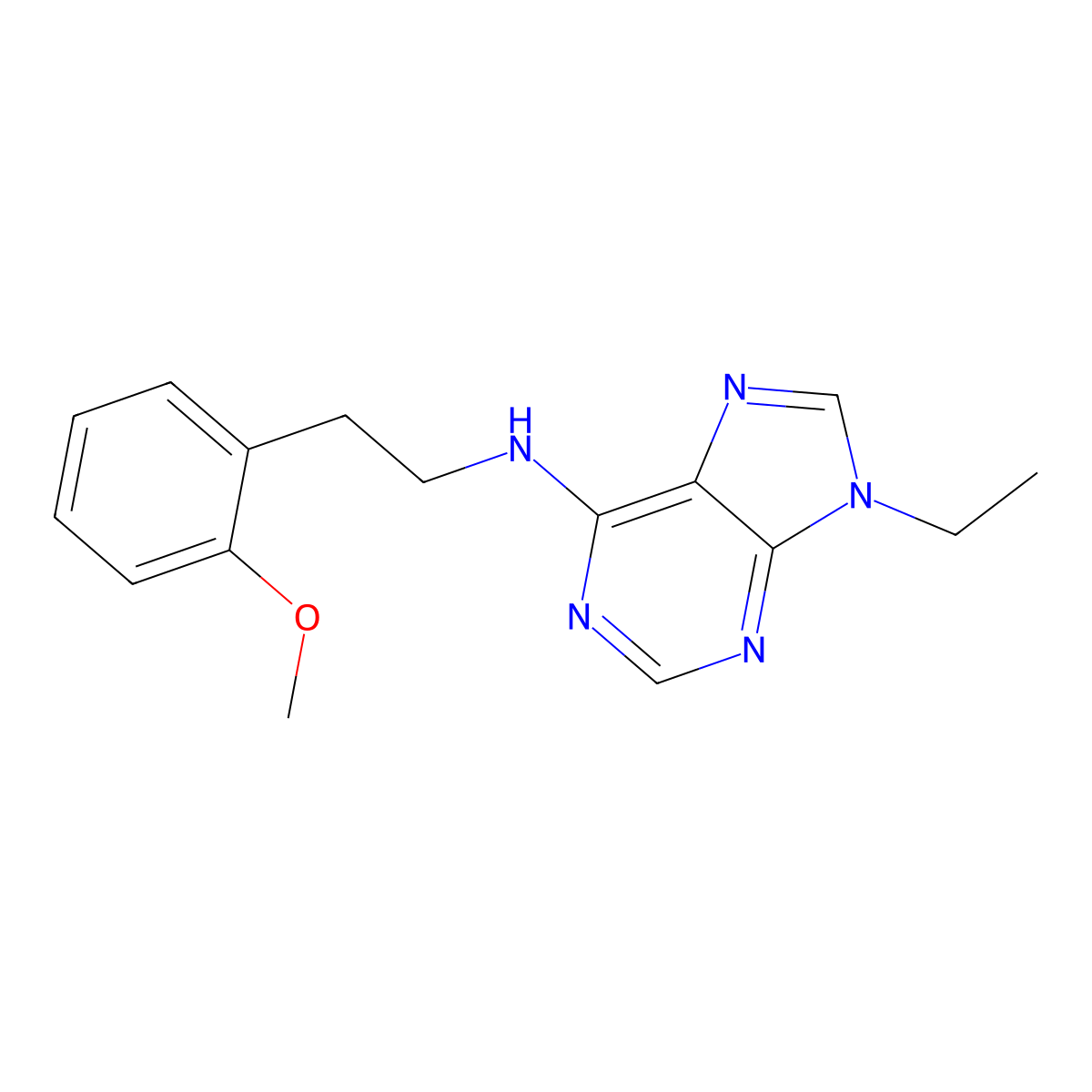 9-ethyl-N-[2-(2-methoxyphenyl)ethyl]-9H-purin-6-amine molecular structure, CAS 2640898-32-2
