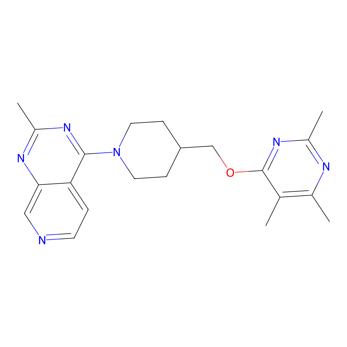 2,4,5-Trimethyl-6-[(1-{2-methylpyrido[3,4-d]pyrimidin-4-yl}piperidin-4-yl)methoxy]pyrimidine molecular structure, CAS 2640898-40-2