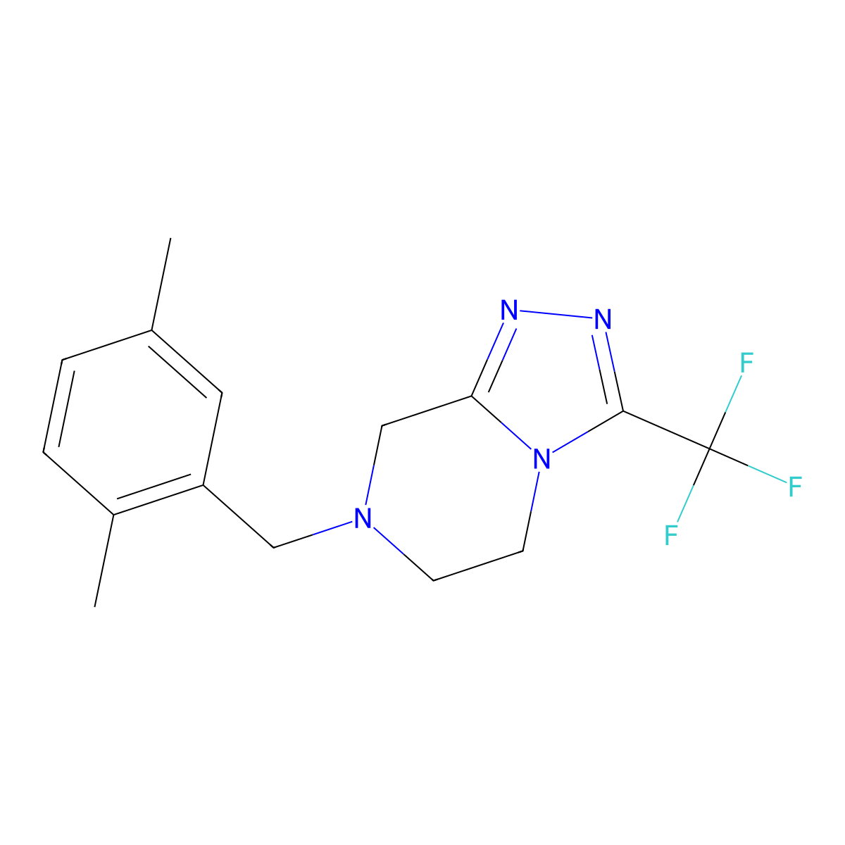 7-[(2,5-dimethylphenyl)methyl]-3-(trifluoromethyl)-5H,6H,7H,8H-[1,2,4]triazolo[4,3-a]pyrazine molecular structure, CAS 2640898-41-3
