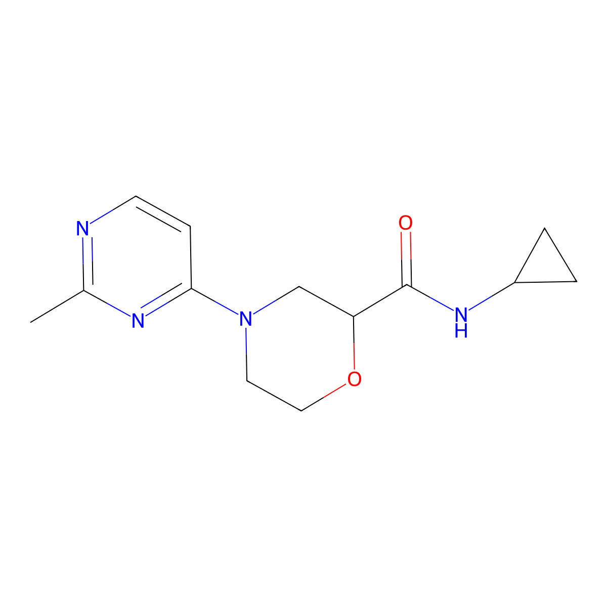 N-cyclopropyl-4-(2-methylpyrimidin-4-yl)morpholine-2-carboxamide molecular structure, CAS 2640898-46-8