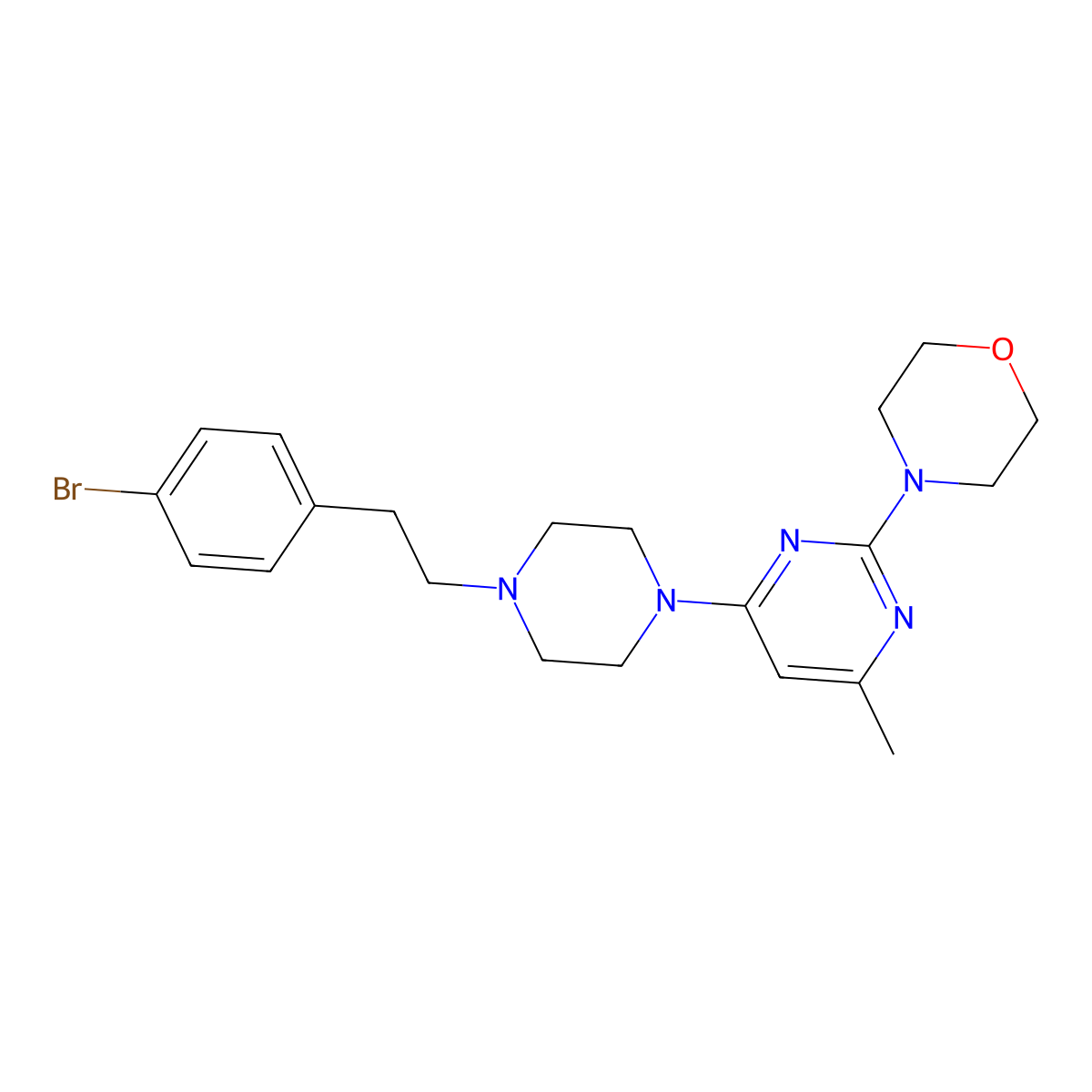4-(4-{4-[2-(4-Bromophenyl)ethyl]piperazin-1-yl}-6-methylpyrimidin-2-yl)morpholine molecular structure, CAS 2640898-52-6