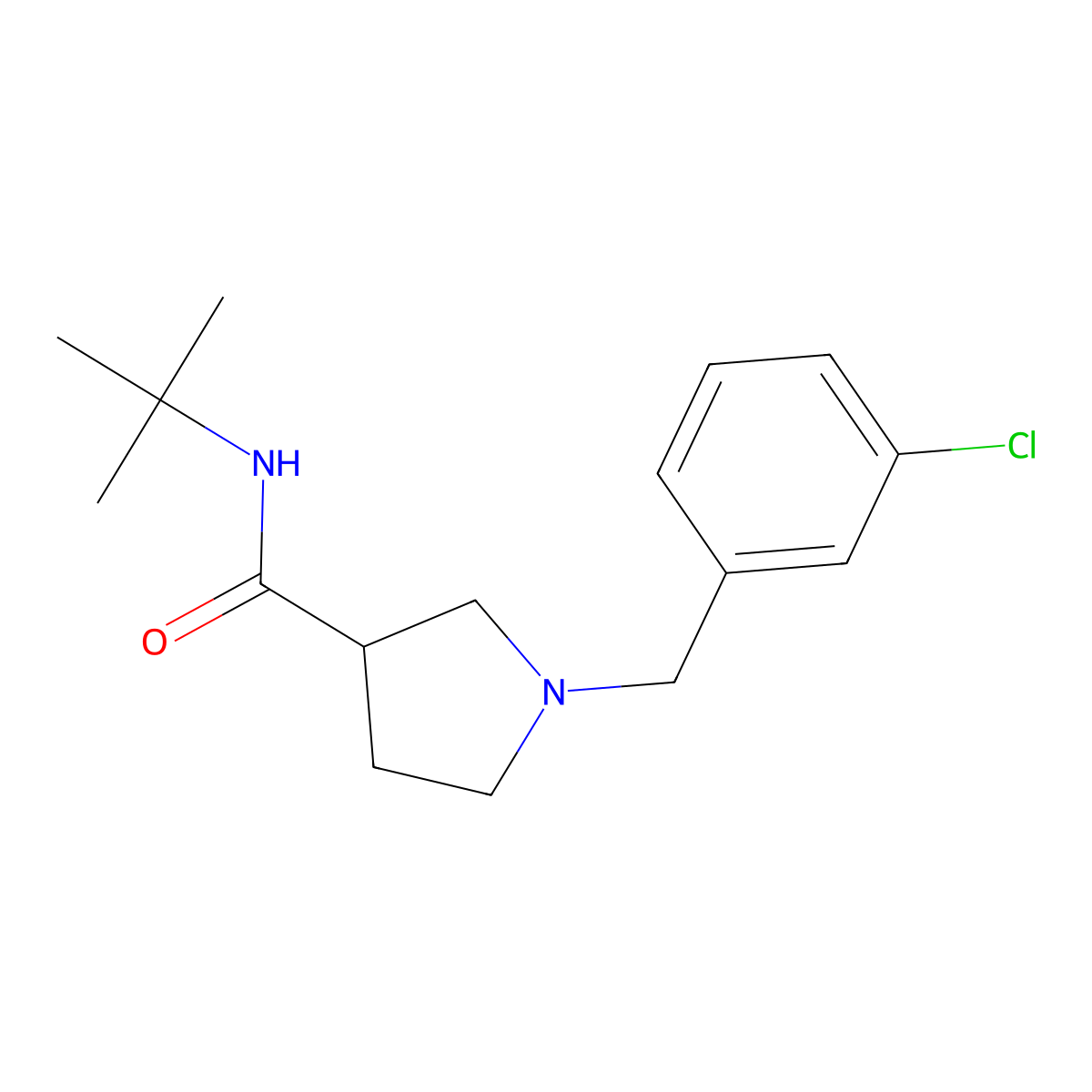 N-tert-butyl-1-[(3-chlorophenyl)methyl]pyrrolidine-3-carboxamide molecular structure, CAS 2640898-54-8