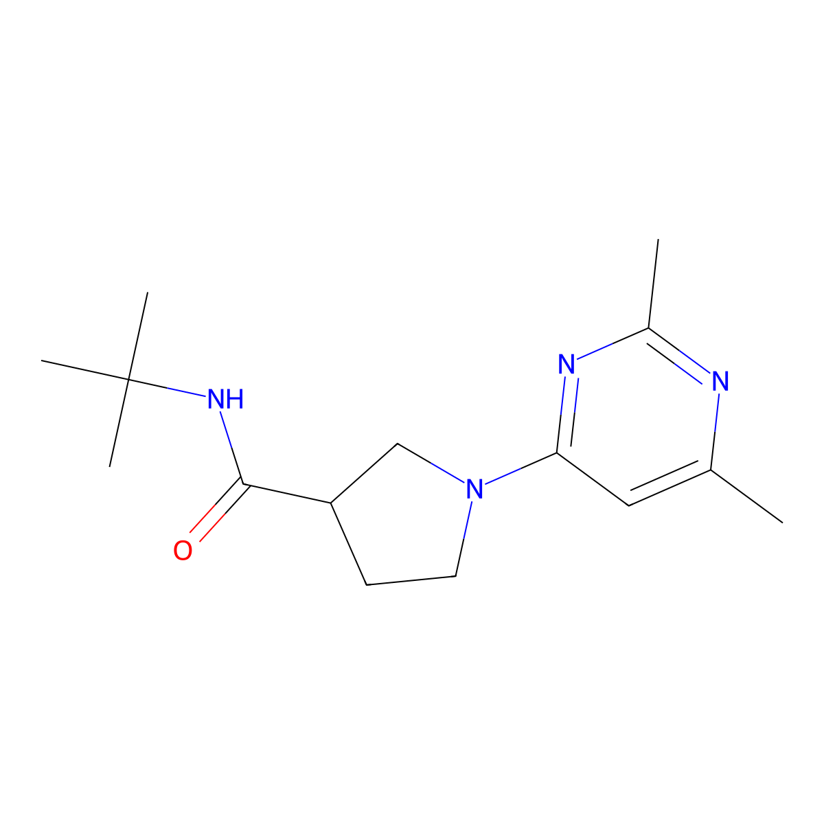 N-tert-butyl-1-(2,6-dimethylpyrimidin-4-yl)pyrrolidine-3-carboxamide molecular structure, CAS 2640898-57-1