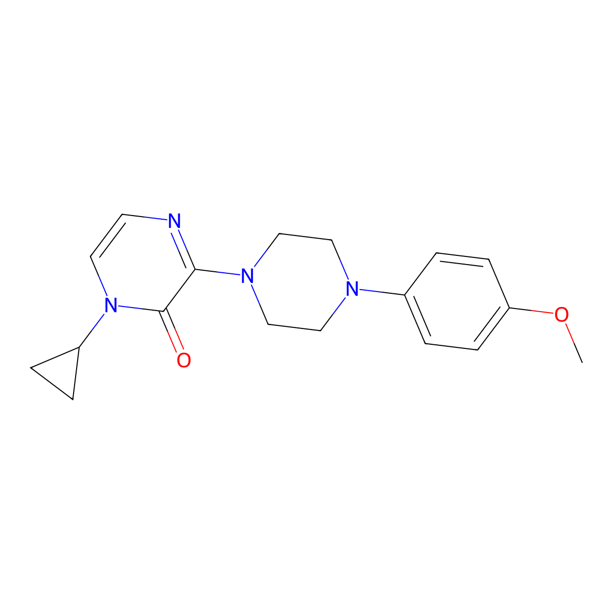 1-Cyclopropyl-3-[4-(4-methoxyphenyl)piperazin-1-yl]-1,2-dihydropyrazin-2-one molecular structure, CAS 2640898-59-3