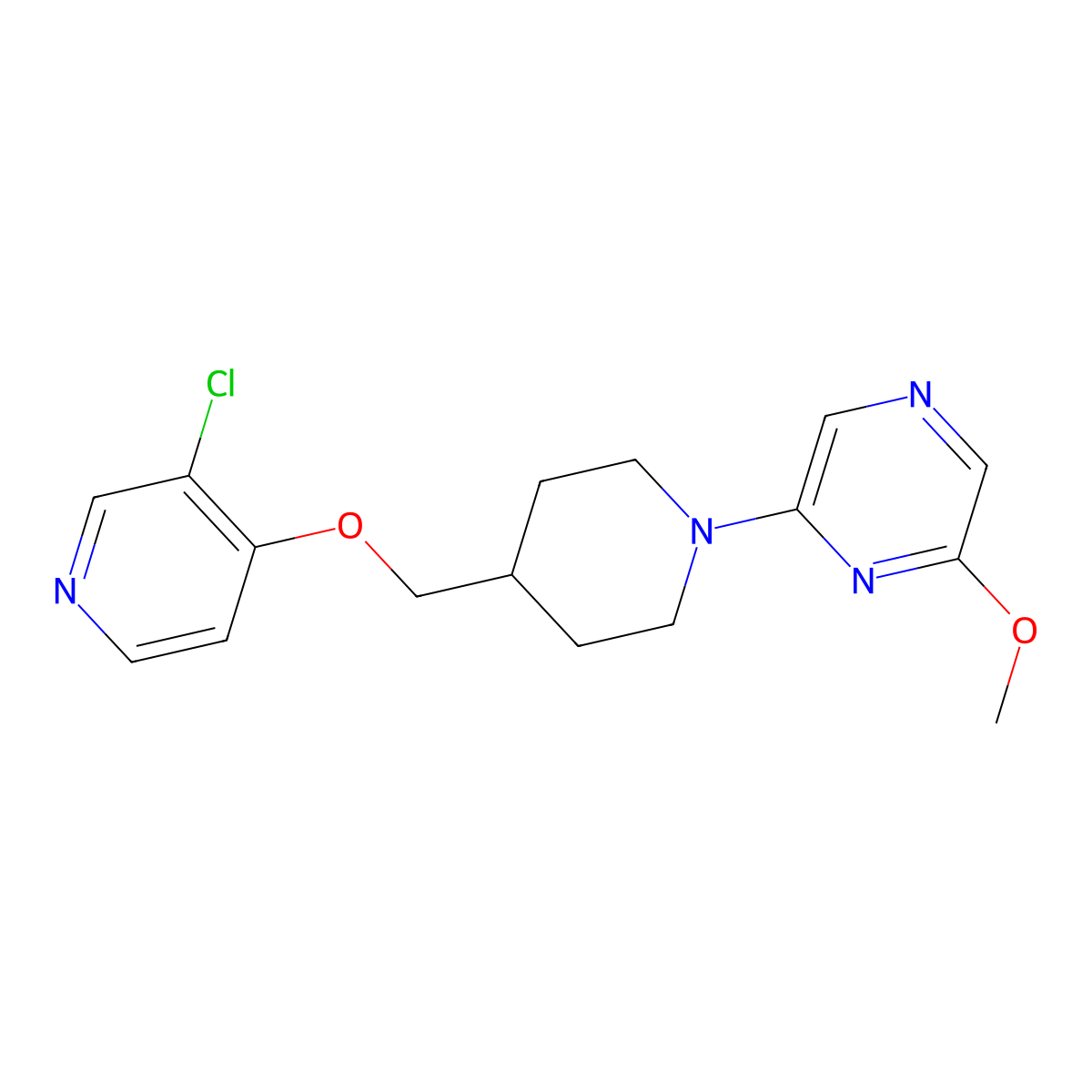 2-(4-{[(3-Chloropyridin-4-yl)oxy]methyl}piperidin-1-yl)-6-methoxypyrazine molecular structure, CAS 2640898-66-2