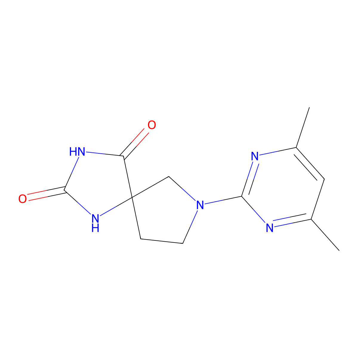 7-(4,6-Dimethylpyrimidin-2-yl)-1,3,7-triazaspiro[4.4]nonane-2,4-dione molecular structure, CAS 2640898-76-4