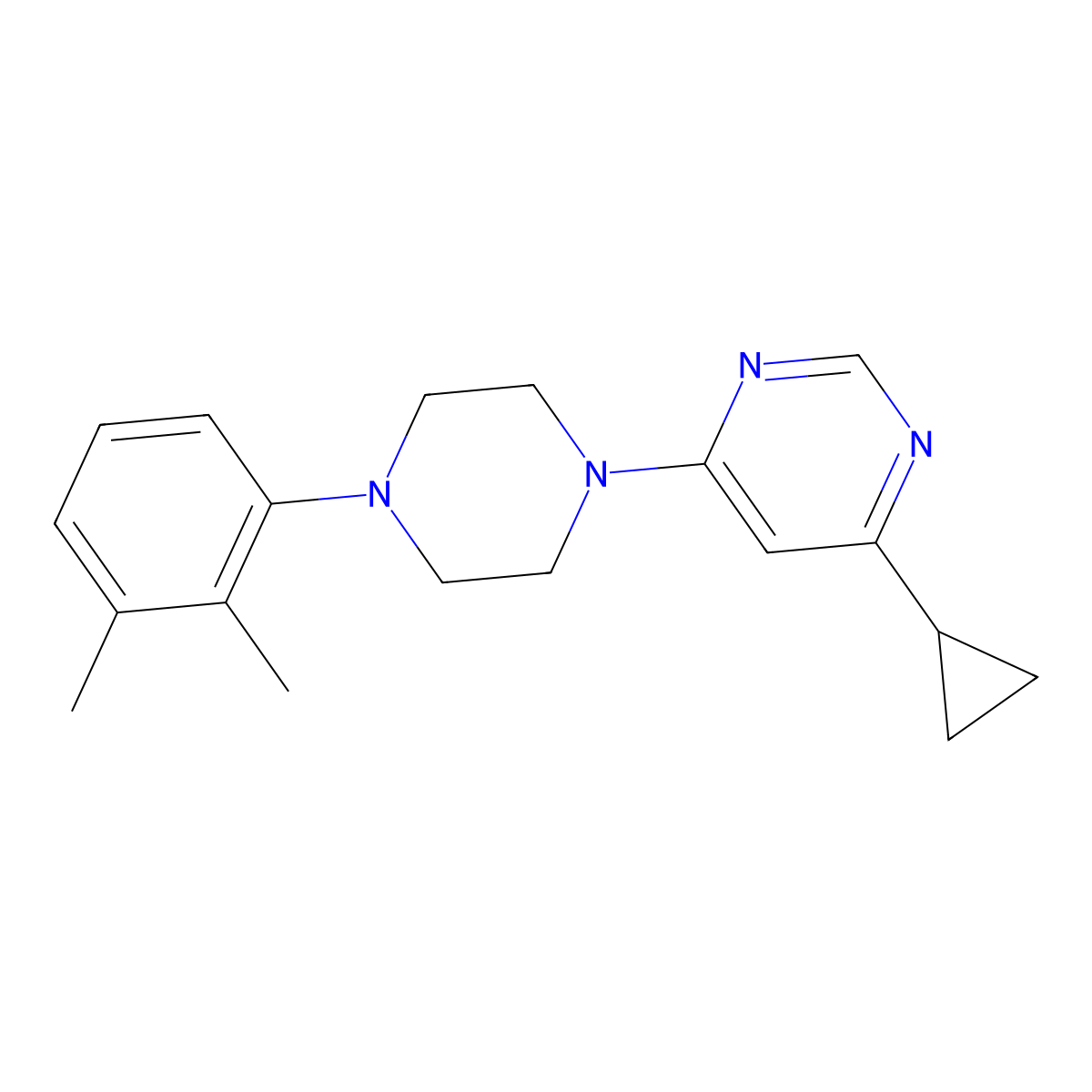 4-Cyclopropyl-6-[4-(2,3-dimethylphenyl)piperazin-1-yl]pyrimidine molecular structure, CAS 2640898-79-7