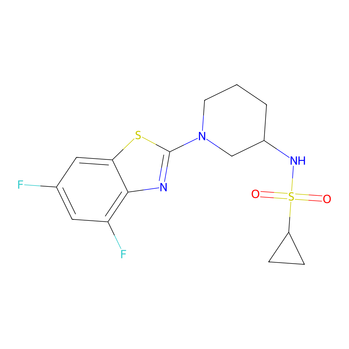 N-[1-(4,6-difluoro-1,3-benzothiazol-2-yl)piperidin-3-yl]cyclopropanesulfonamide molecular structure, CAS 2640898-82-2