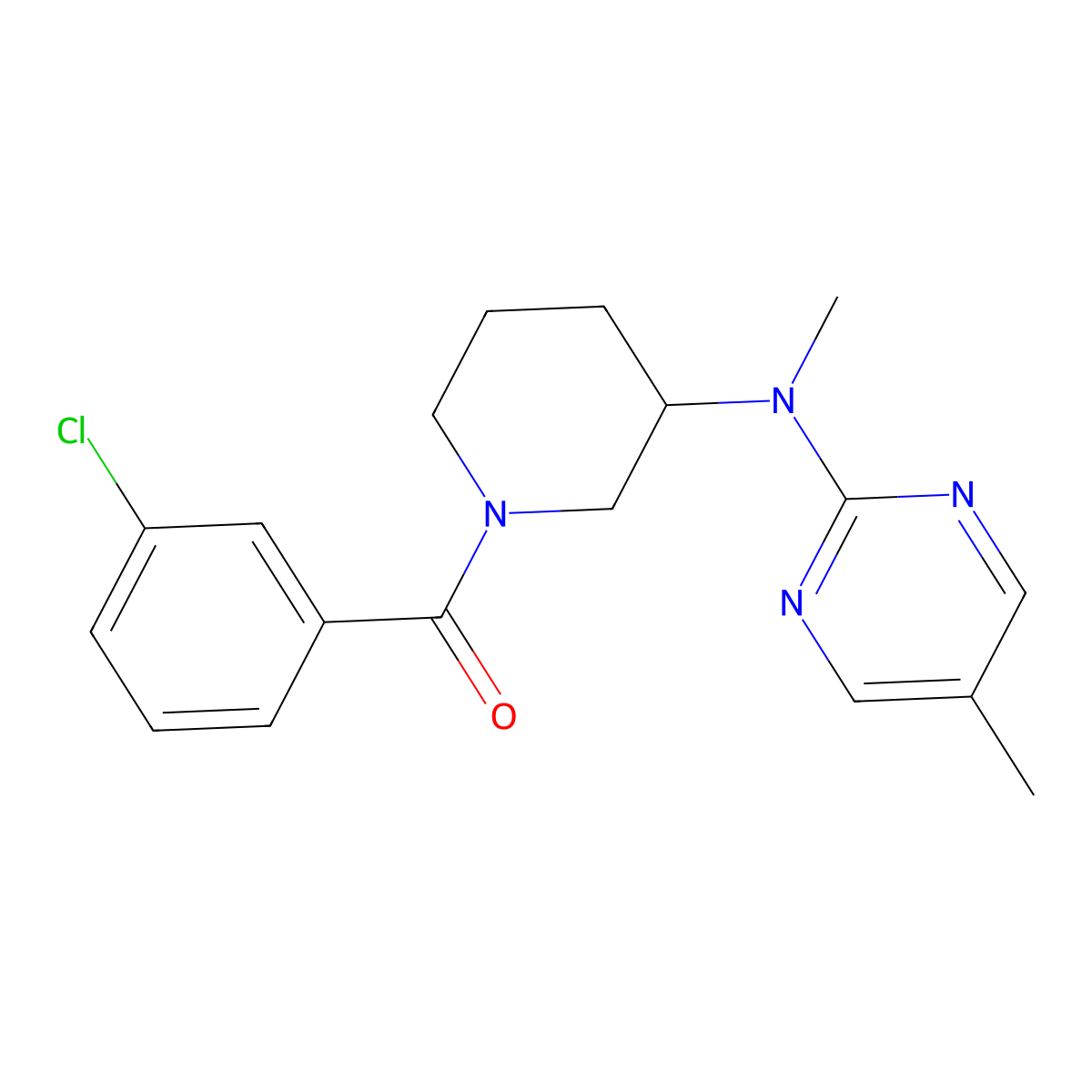 N-[1-(3-chlorobenzoyl)piperidin-3-yl]-N,5-dimethylpyrimidin-2-amine molecular structure, CAS 2640898-83-3