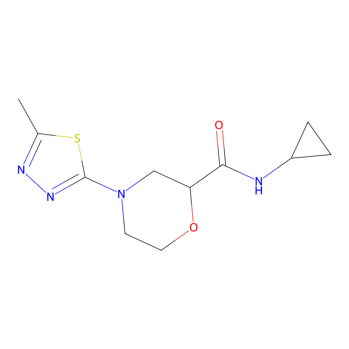 N-cyclopropyl-4-(5-methyl-1,3,4-thiadiazol-2-yl)morpholine-2-carboxamide molecular structure, CAS 2640898-87-7