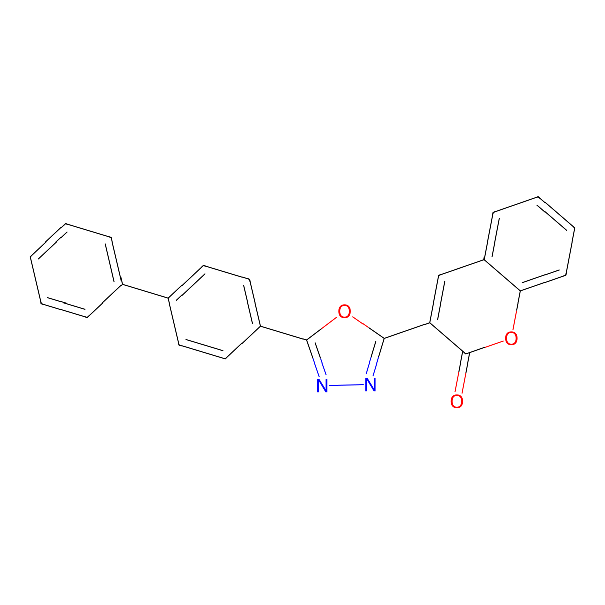 3-(5-{[1,1'-biphenyl]-4-yl}-1,3,4-oxadiazol-2-yl)-2H-chromen-2-one molecular structure, CAS 2640898-89-9