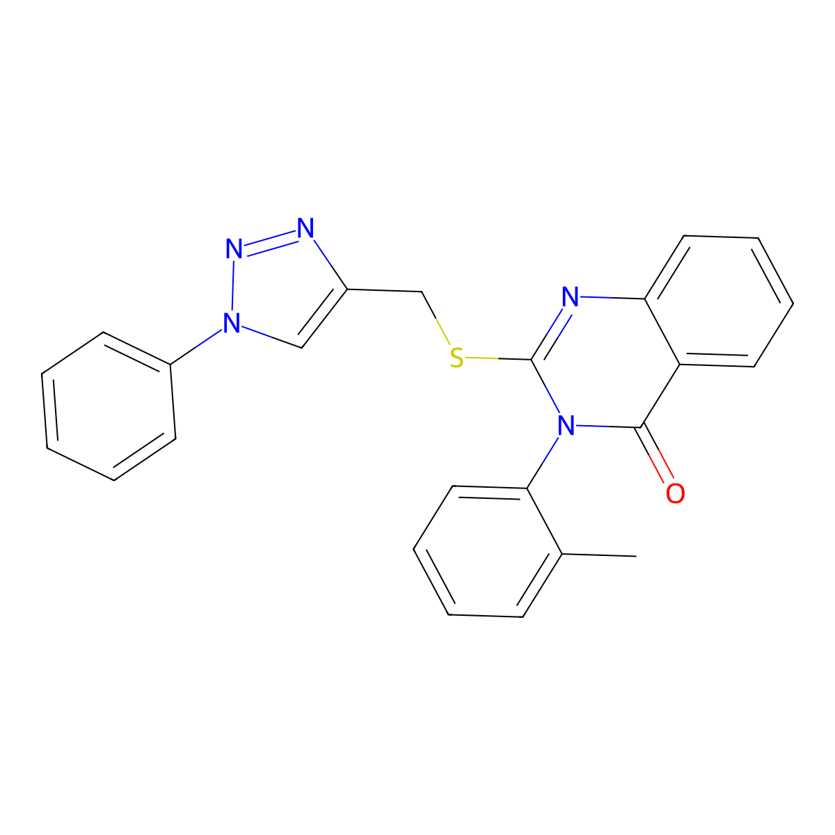 3-(2-methylphenyl)-2-{[(1-phenyl-1H-1,2,3-triazol-4-yl)methyl]sulfanyl}-3,4-dihydroquinazolin-4-one molecular structure, CAS 2640898-94-6