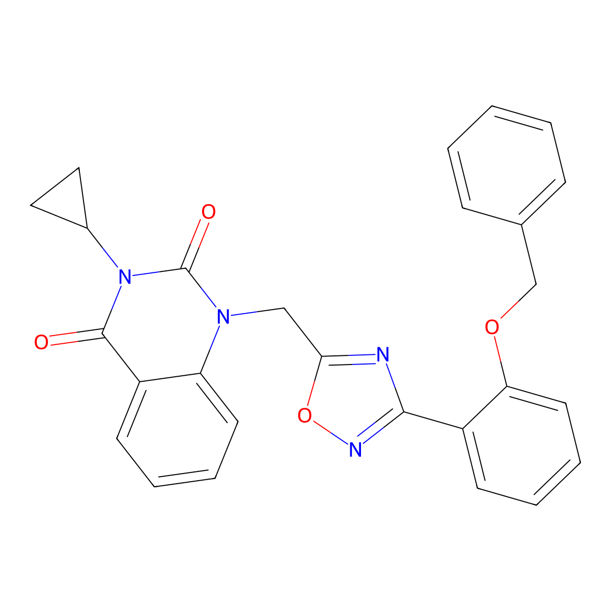 1-({3-[2-(Benzyloxy)phenyl]-1,2,4-oxadiazol-5-yl}methyl)-3-cyclopropyl-1,2,3,4-tetrahydroquinazoline-2,4-dione molecular structure, CAS 2640899-02-9