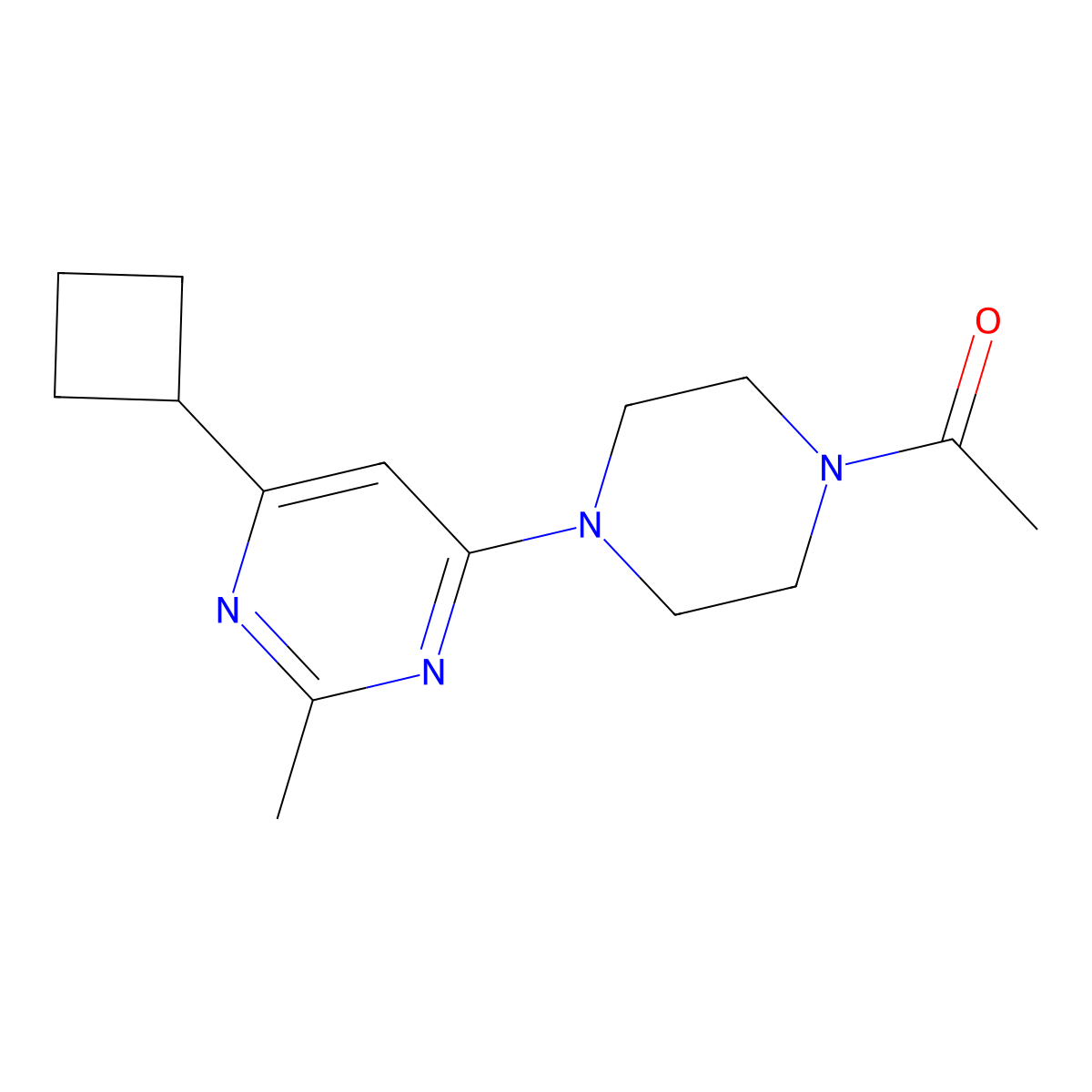 1-[4-(6-Cyclobutyl-2-methylpyrimidin-4-yl)piperazin-1-yl]ethan-1-one molecular structure, CAS 2640899-04-1