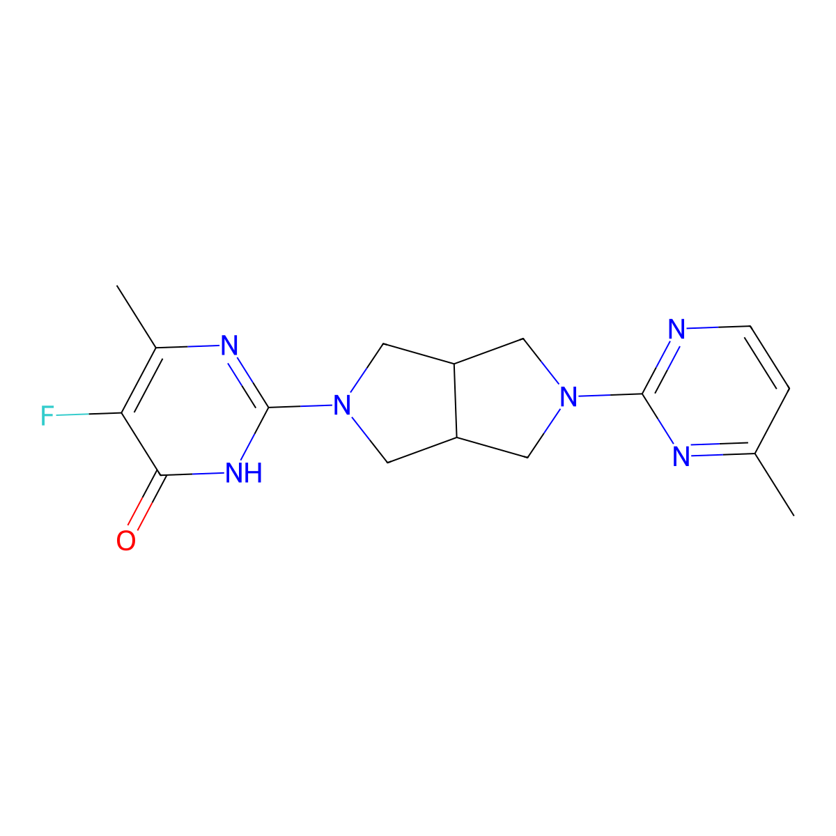 5-Fluoro-6-methyl-2-[5-(4-methylpyrimidin-2-yl)-octahydropyrrolo[3,4-c]pyrrol-2-yl]-3,4-dihydropyrimidin-4-one molecular structure, CAS 2640899-05-2