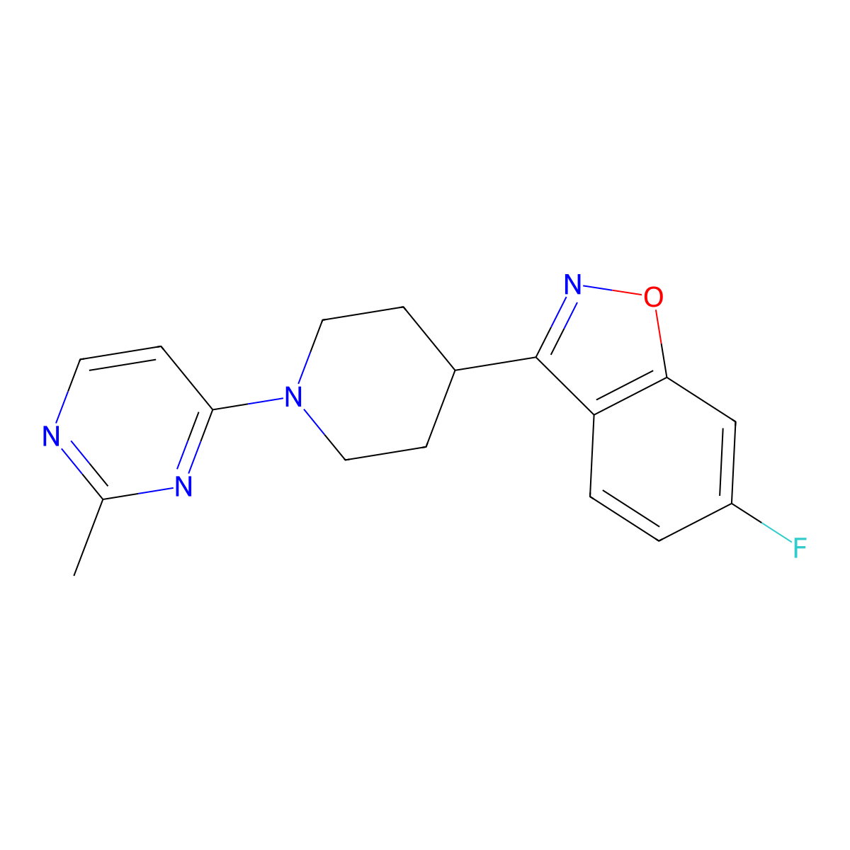 6-Fluoro-3-[1-(2-methylpyrimidin-4-yl)piperidin-4-yl]-1,2-benzoxazole molecular structure, CAS 2640899-09-6