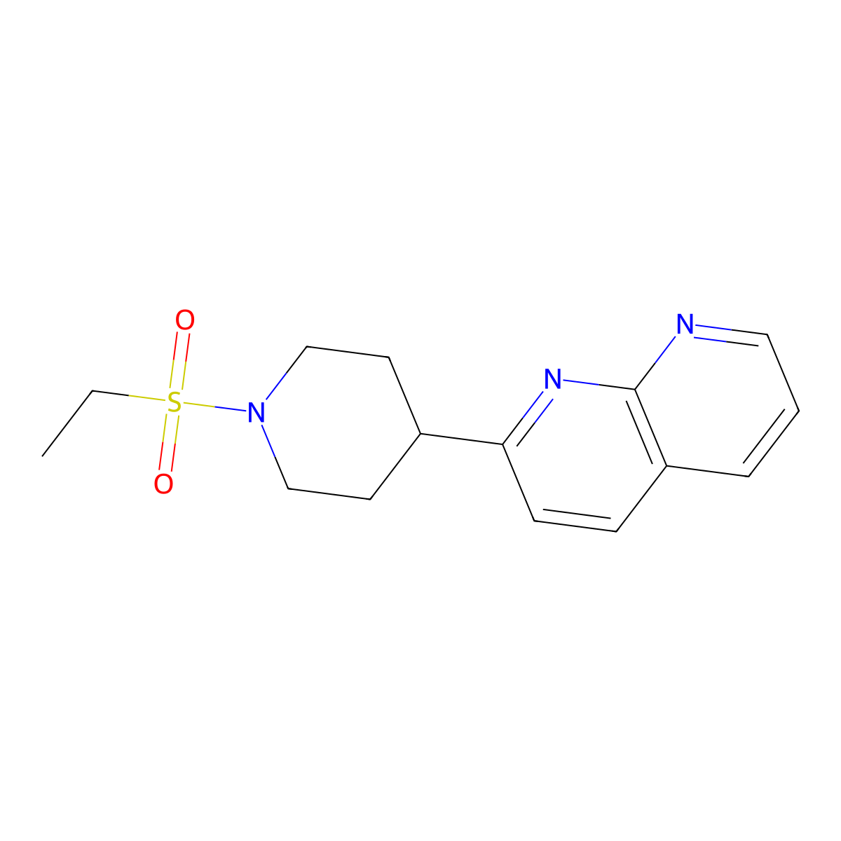 2-[1-(Ethanesulfonyl)piperidin-4-yl]-1,8-naphthyridine molecular structure, CAS 2640899-14-3