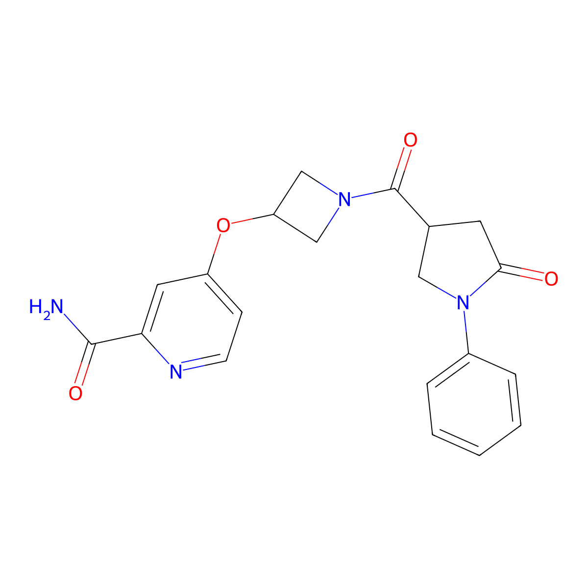 4-{[1-(5-Oxo-1-phenylpyrrolidine-3-carbonyl)azetidin-3-yl]oxy}pyridine-2-carboxamide molecular structure, CAS 2640899-15-4