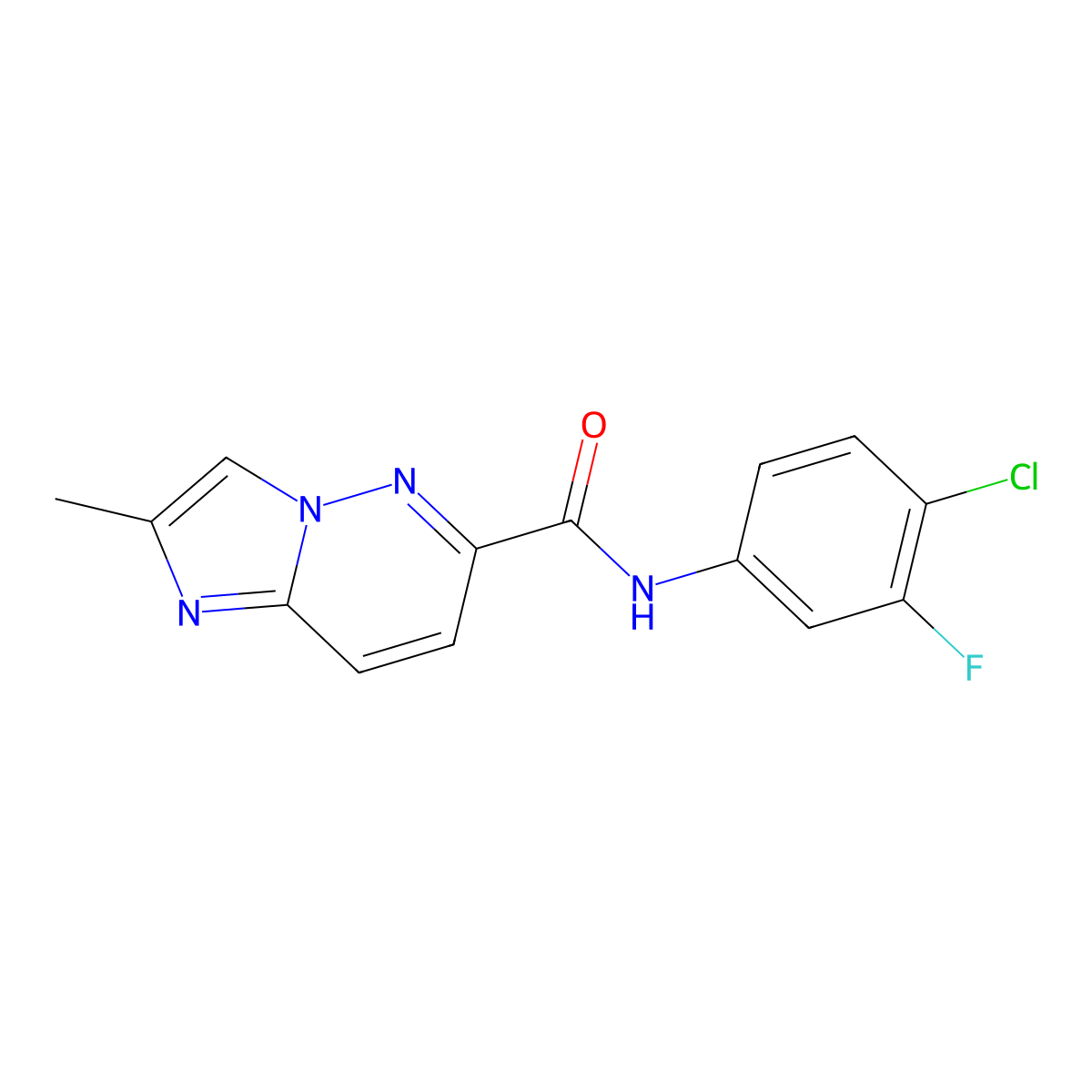 N-(4-chloro-3-fluorophenyl)-2-methylimidazo[1,2-b]pyridazine-6-carboxamide molecular structure, CAS 2640899-18-7
