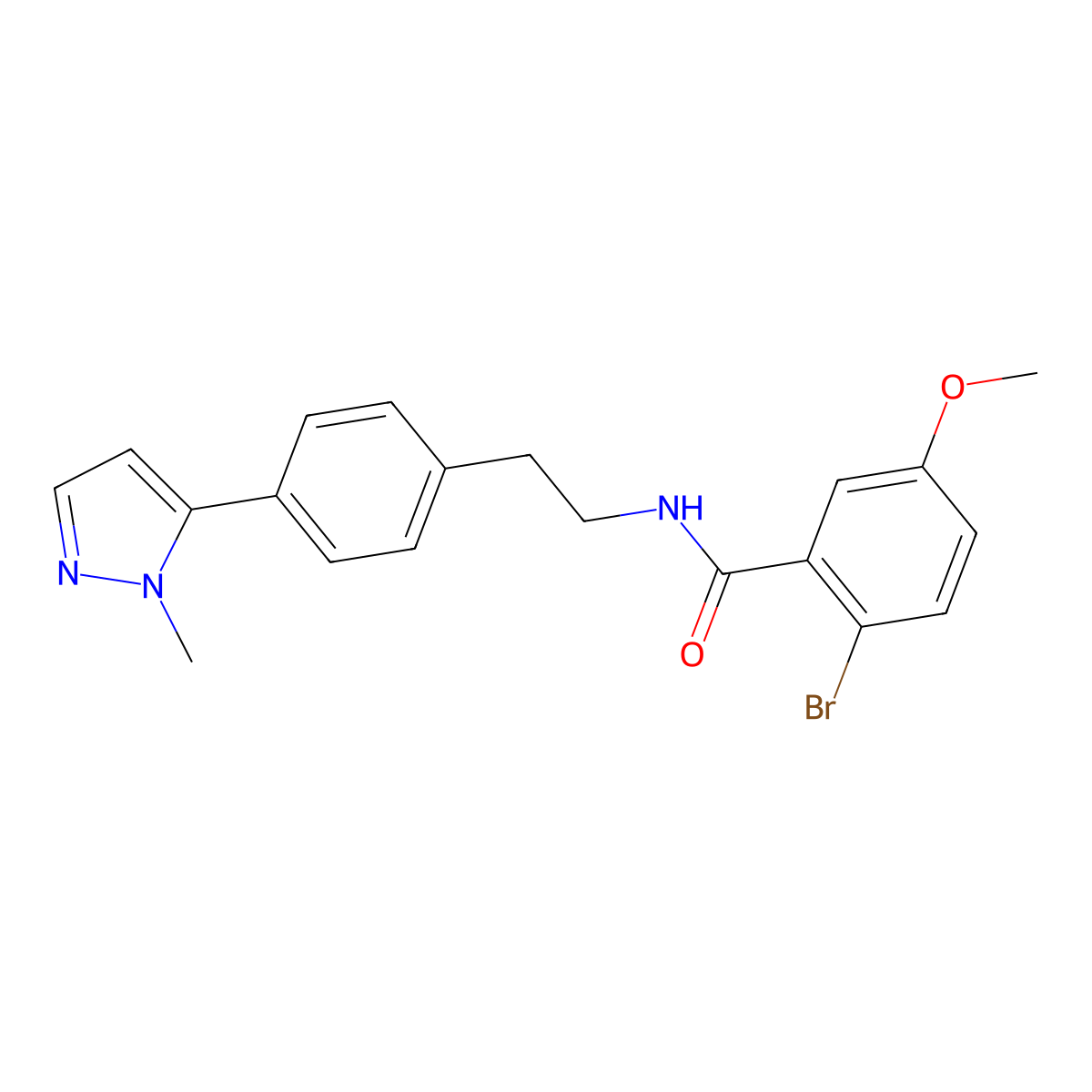 2-bromo-5-methoxy-N-{2-[4-(1-methyl-1H-pyrazol-5-yl)phenyl]ethyl}benzamide molecular structure, CAS 2640899-30-3