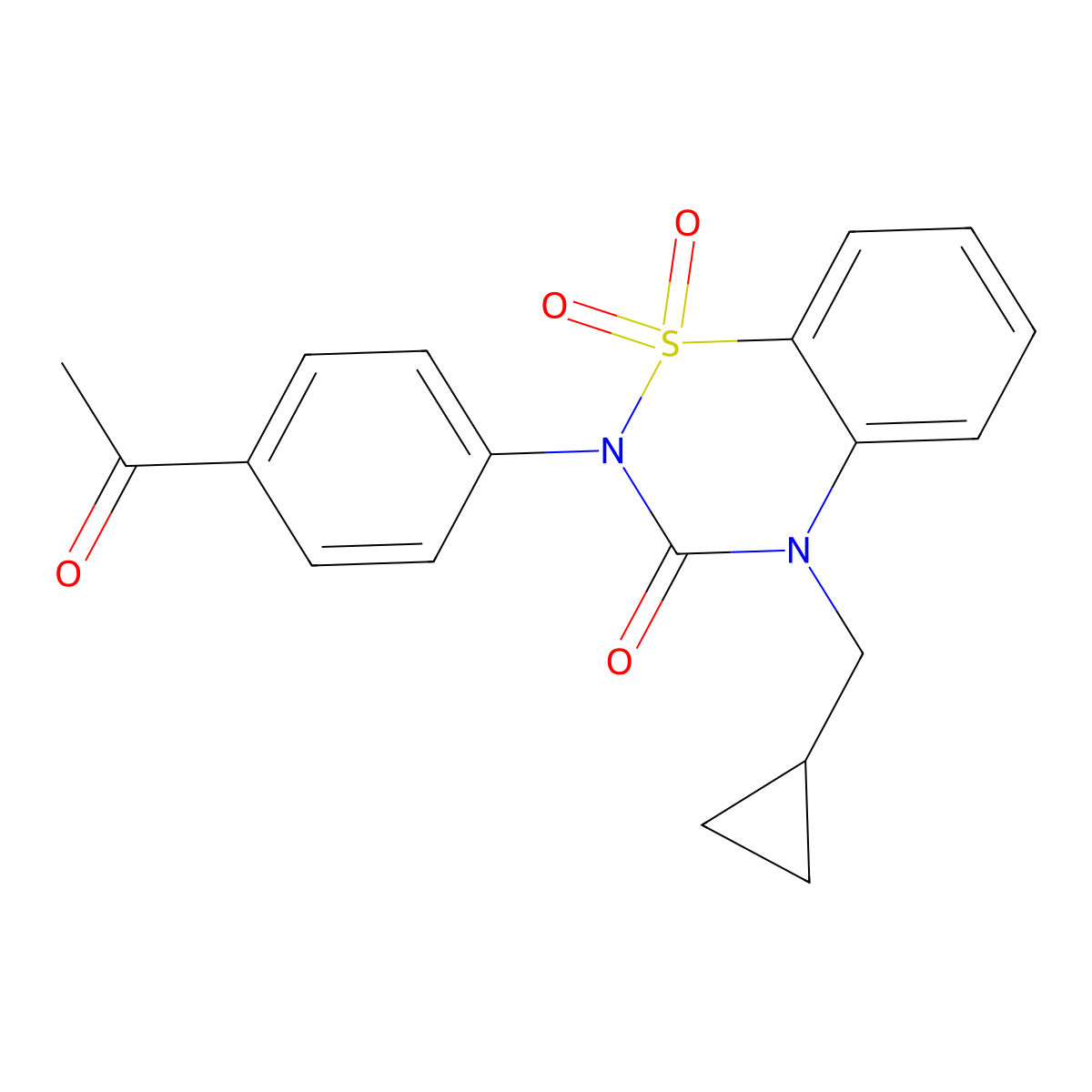2-(4-Acetylphenyl)-4-(cyclopropylmethyl)-1,1-dioxo-1lambda6,2,4-benzothiadiazin-3-one molecular structure, CAS 2640899-35-8