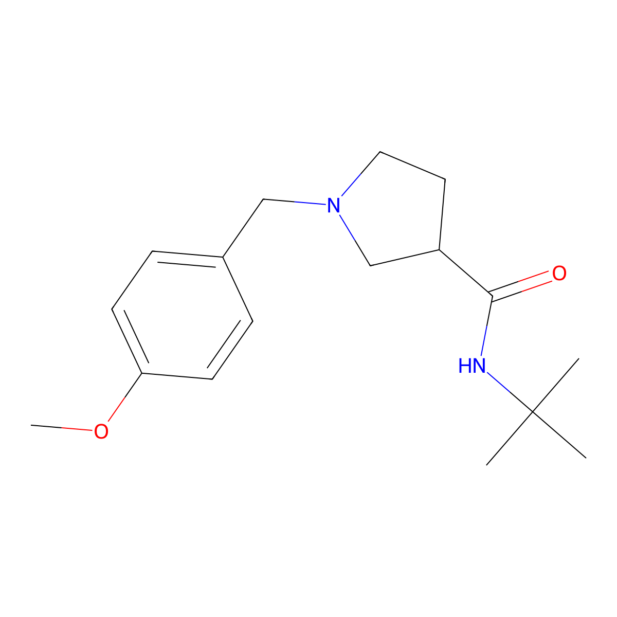N-tert-butyl-1-[(4-methoxyphenyl)methyl]pyrrolidine-3-carboxamide molecular structure, CAS 2640902-17-4