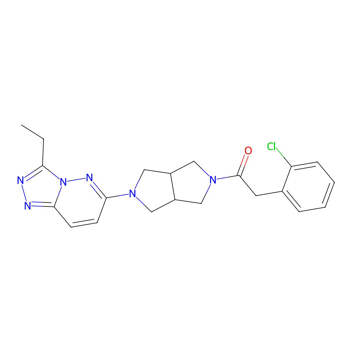 2-(2-Chlorophenyl)-1-(5-{3-ethyl-[1,2,4]triazolo[4,3-b]pyridazin-6-yl}-octahydropyrrolo[3,4-c]pyrrol-2-yl)ethan-1-one molecular structure, CAS 2640902-21-0