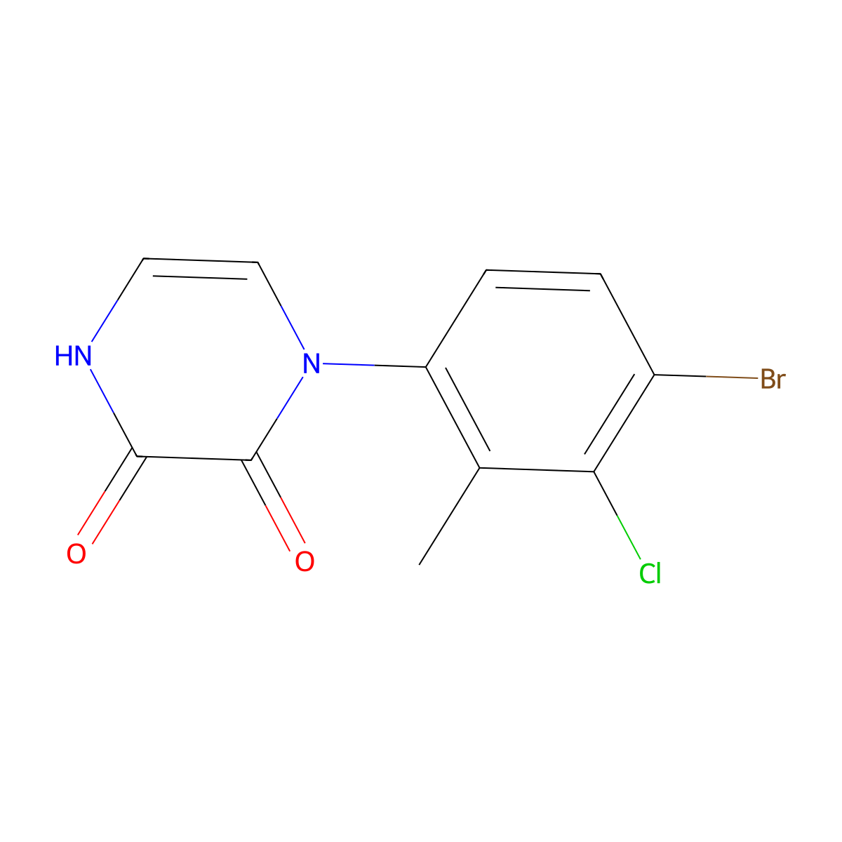 1-(4-Bromo-3-chloro-2-methylphenyl)-1,2,3,4-tetrahydropyrazine-2,3-dione molecular structure, CAS 2640902-28-7