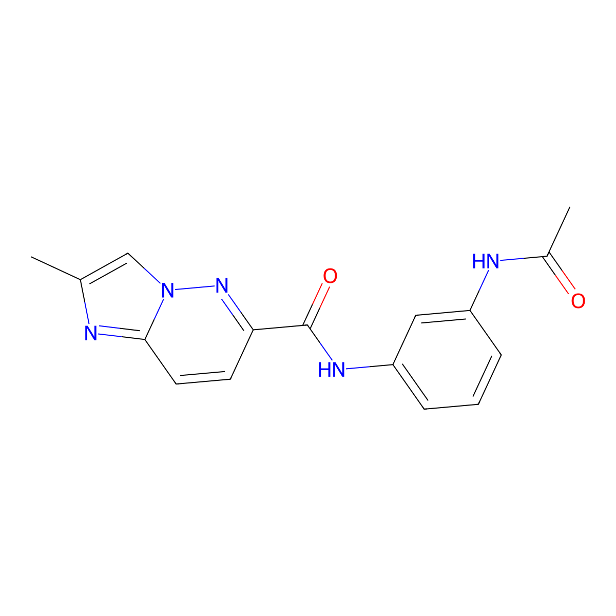N-(3-acetamidophenyl)-2-methylimidazo[1,2-b]pyridazine-6-carboxamide molecular structure, CAS 2640902-35-6